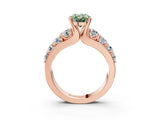 Rose gold Fancy Green Oval  Brilliant Solitaire with Side Stones on a Pave Band and Four-Prong Setting_27