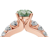 Rose gold Fancy Green Oval  Brilliant Solitaire with Side Stones on a Pave Band and Four-Prong Setting_28