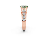 Rose gold Fancy Green Oval  Brilliant Solitaire with Side Stones on a Pave Band and Four-Prong Setting_38