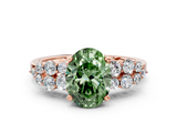 Rose gold Fancy Green Oval  Cluster Diamond Engagement Ring with Pavé Band and Four-Prong Setting_63
