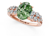 Rose gold Fancy Green Oval  Cluster Diamond Engagement Ring with Pavé Band and Four-Prong Setting_64