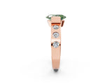Rose gold Fancy Green Oval Cut Brilliant Channel-Set Diamond Ring with Bezel Prong Setting_2