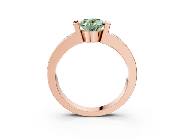 Rose Gold Oval Tension Style Engagement Ring Setting for Fancy Green Center