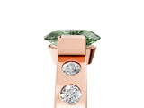 Rose gold Fancy Green Oval Cut Brilliant Channel-Set Diamond Ring with Bezel Prong Setting_5