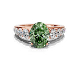 Rose gold Fancy Green Oval Cut Brilliant Diamond Pavé Band with Six-Prong Setting_12