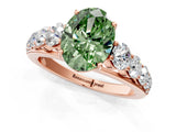 Rose gold Fancy Green Oval Cut Brilliant Diamond Pavé Band with Six-Prong Setting_13