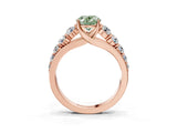 Rose gold Fancy Green Oval Cut Brilliant Diamond Pavé Band with Six-Prong Setting_15