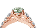 Rose gold Fancy Green Oval Cut Brilliant Diamond Pavé Band with Six-Prong Setting_16