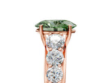 Rose gold Fancy Green Oval Cut Brilliant Diamond Pavé Band with Six-Prong Setting_17
