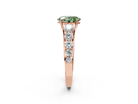 Rose gold Fancy Green Oval Cut Brilliant Diamond Pavé Band with Six-Prong Setting_2
