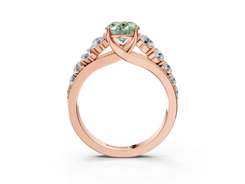 Rose gold Fancy Green Oval Cut Brilliant Diamond Pavé Band with Six-Prong Setting_3