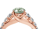 Rose gold Fancy Green Oval Cut Brilliant Diamond Pavé Band with Six-Prong Setting_4