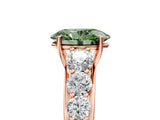 Rose gold Fancy Green Oval Cut Brilliant Diamond Pavé Band with Six-Prong Setting_5