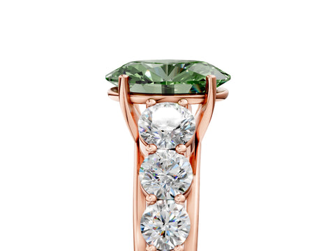 Rose gold Fancy Green Oval Cut Brilliant Diamond Pavé Band with Six-Prong Setting_5