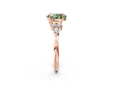 Rose gold Fancy Green Oval Cut Brilliant Diamond Solitaire Ring with Pear Side Stones and Four-Prong Setting_5