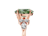 Rose gold Fancy Green Oval Cut Brilliant Diamond Solitaire Ring with Pear Side Stones and Four-Prong Setting_8