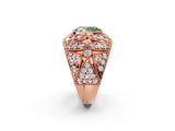Rose gold Fancy Green Oval Cut Brilliant Halo Pave Diamond Milgrain Ring_2
