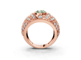 Rose gold Fancy Green Oval Cut Brilliant Halo Pave Diamond Milgrain Ring_3