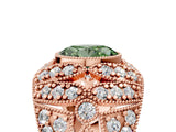 Rose gold Fancy Green Oval Cut Brilliant Halo Pave Diamond Milgrain Ring_5