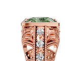 Rose gold Fancy Green Oval Cut Brilliant Milgrain Filigree Diamond Ring with Square Prong Setting_5