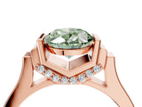 Rose gold Fancy Green Oval Cut Brilliant Solitaire Diamond Ring with Channel Set Band and Bar Prong Setting_4