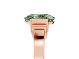 Rose gold Fancy Green Oval Cut Brilliant Solitaire Diamond Ring with Channel Set Band and Bar Prong Setting_5