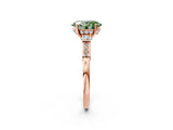 Rose gold Fancy Green Oval Cut Brilliant Three-Stone Pave Band with Four-Prong Setting_2