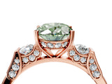 Rose gold Fancy Green Oval Cut Brilliant Three-Stone Pave Band with Four-Prong Setting_4