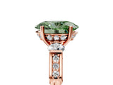 Rose gold Fancy Green Oval Cut Brilliant Three-Stone Pave Band with Four-Prong Setting_5