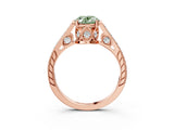 Rose gold Fancy Green Oval  Cut Cathedral Pave Diamond Engagement Ring with Six-Prong Setting_35