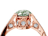 Rose gold Fancy Green Oval  Cut Cathedral Pave Diamond Engagement Ring with Six-Prong Setting_36