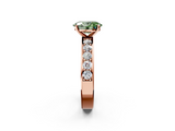 Rose gold Fancy Green Oval  Cut Channel Set Diamond Engagement Ring with Four-Prong Setting_225