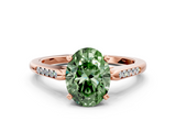Rose gold Fancy Green Oval  Cut Channel Set Solitaire Engagement Ring with Four-Prong Setting_213