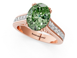 Rose gold Fancy Green Oval  Cut Channel Set Solitaire Engagement Ring with Prong Setting_21