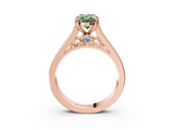 Rose gold Fancy Green Oval  Cut Channel Set Solitaire Engagement Ring with Prong Setting_23