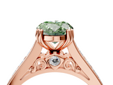 Rose gold Fancy Green Oval  Cut Channel Set Solitaire Engagement Ring with Prong Setting_24