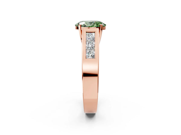 Rose Gold Oval Channel Set Engagement Ring Setting for Fancy Green Center