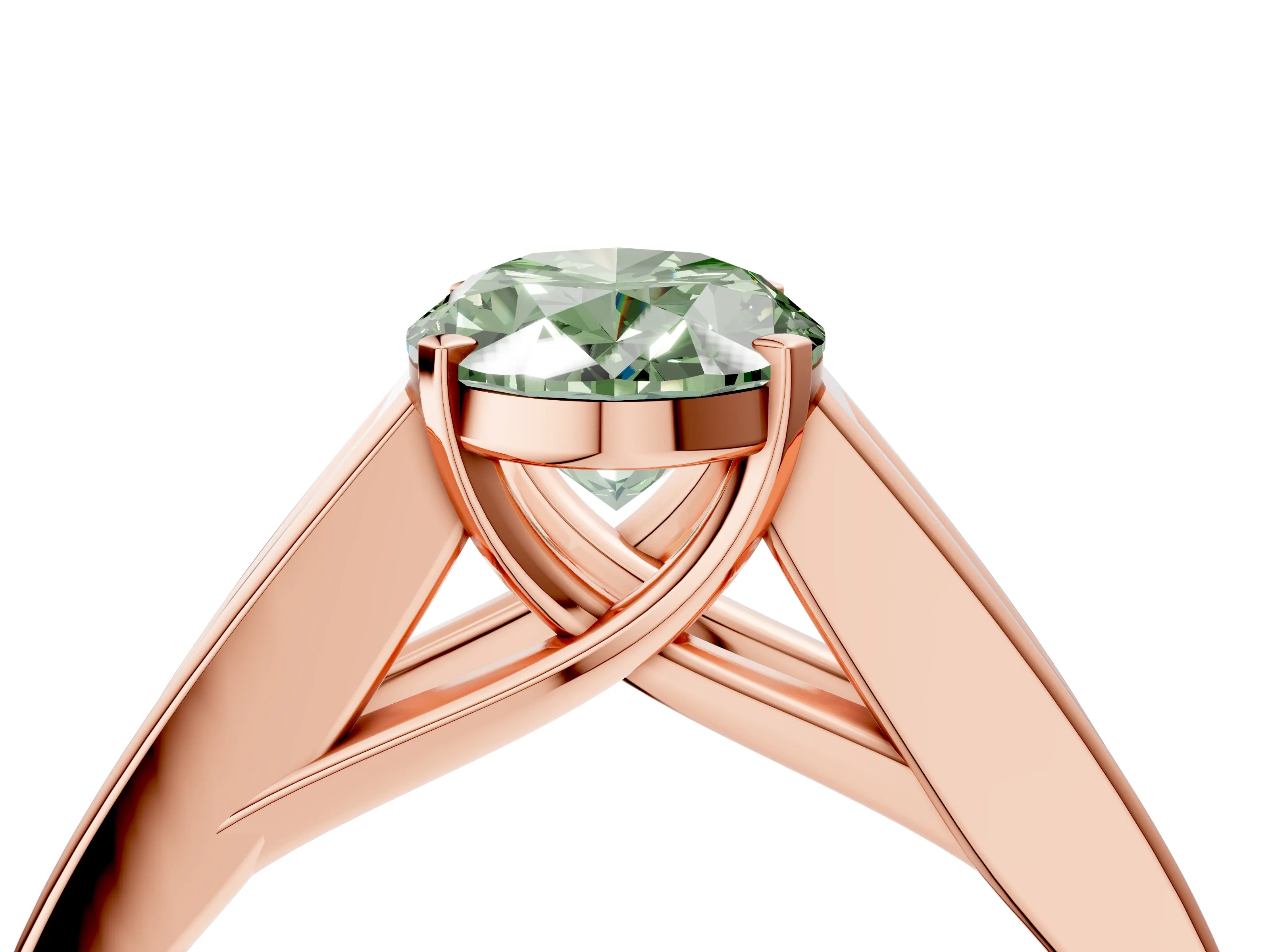 Rose gold Fancy Green Oval Cut Cut Channel Set Solitaire Ring with Four-Prong Setting_4