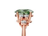 Rose gold Fancy Green Oval Cut Cut Diamond Cluster Ring with Solitaire Band and Four-Prong Setting_17