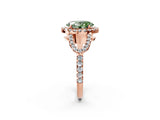 Rose gold Fancy Green Oval Cut Cut Diamond Halo Engagement Ring with Open Split Pavé Band_2