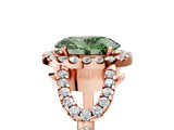 Rose gold Fancy Green Oval Cut Cut Diamond Halo Engagement Ring with Open Split Pavé Band_5