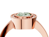 Rose gold Fancy Green Oval Cut-Cut Diamond Halo Engagement Ring with Pave Band and Prong Setting_4