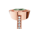 Rose gold Fancy Green Oval Cut-Cut Diamond Halo Engagement Ring with Pave Band and Prong Setting_5