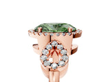Rose gold Fancy Green Oval Cut Cut Halo Diamond Infinity Band with Four-Prong Setting_11