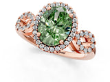 Rose gold Fancy Green Oval Cut Cut Halo Diamond Infinity Band with Four-Prong Setting_7