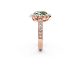 Rose gold Fancy Green Oval Cut Cut Halo Diamond Pavé Engagement Ring with Milgrain Detailing_2