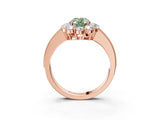 Rose gold Fancy Green Oval Cut Cut Halo Diamond Pavé Engagement Ring with Milgrain Detailing_3