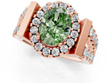 Rose gold Fancy Green Oval Cut Cut Halo Split Shank Prong Set Ring_1