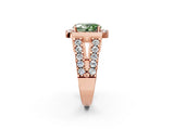Rose gold Fancy Green Oval Cut Cut Halo Split Shank Prong Set Ring_2