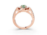 Rose gold Fancy Green Oval Cut Cut Halo Split Shank Prong Set Ring_3